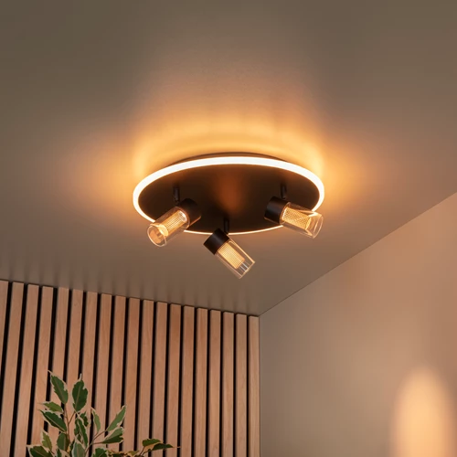 Lucide EVERINA - Flush ceiling light - Ø 40 cm - LED Dim. - CCT - 2200K/6500K - Black | Essential - atmosphere 1